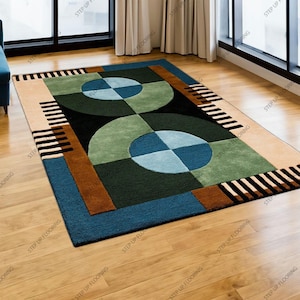 Designer Hand Tufted Wool Area Rug Modern Area Rug Handmade Area Rug Hand Tuft Rugs Morden Rugs Living Room Rugs Bed Vintage Rug