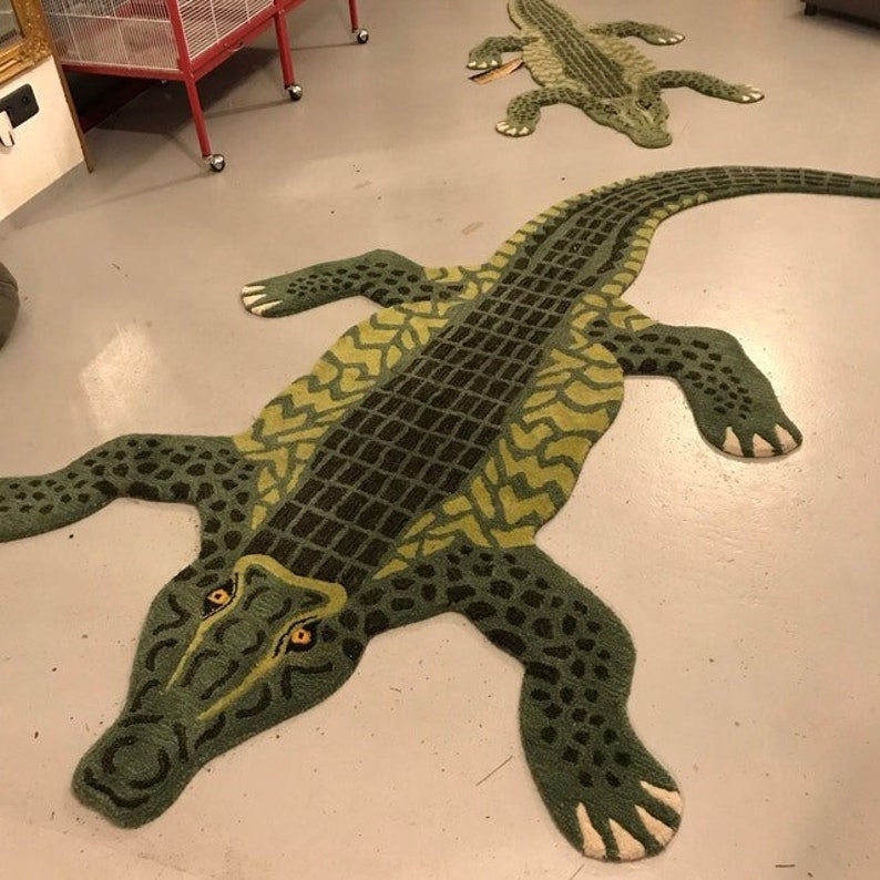 Hand Tufted Wool Crocodile Rugs Hand Made Cotton Backing Rug Etsy