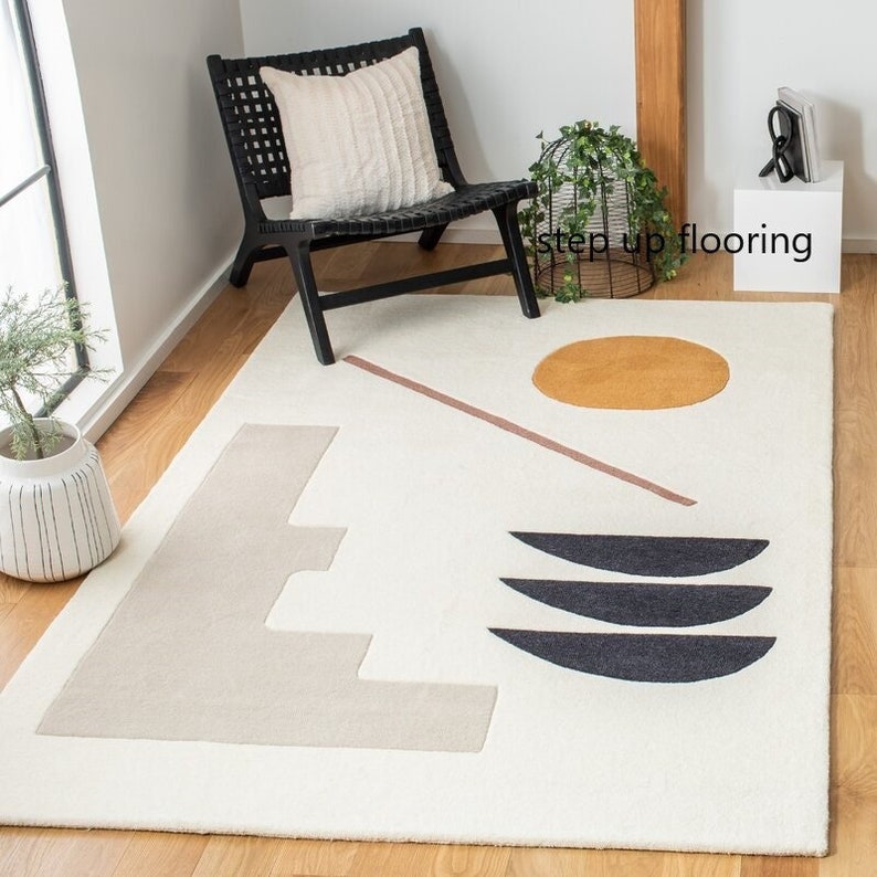 Alessandra Handmade Tufted Wool Ivory Area Rug Modern Handmade Etsy
