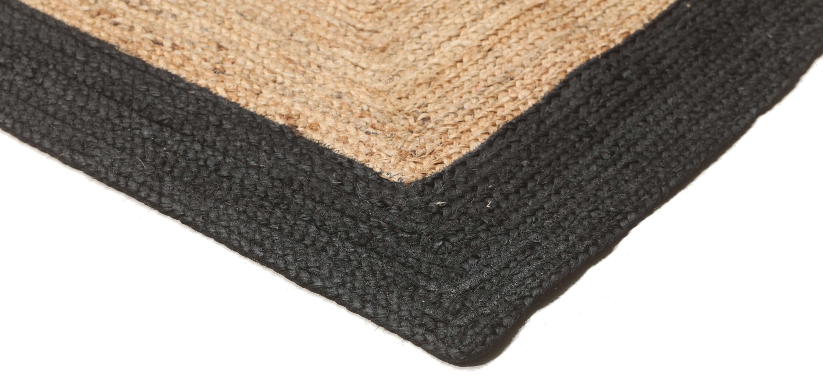 Black Border Natural Jute Rug Natural Fiber Vintage Rug Etsy