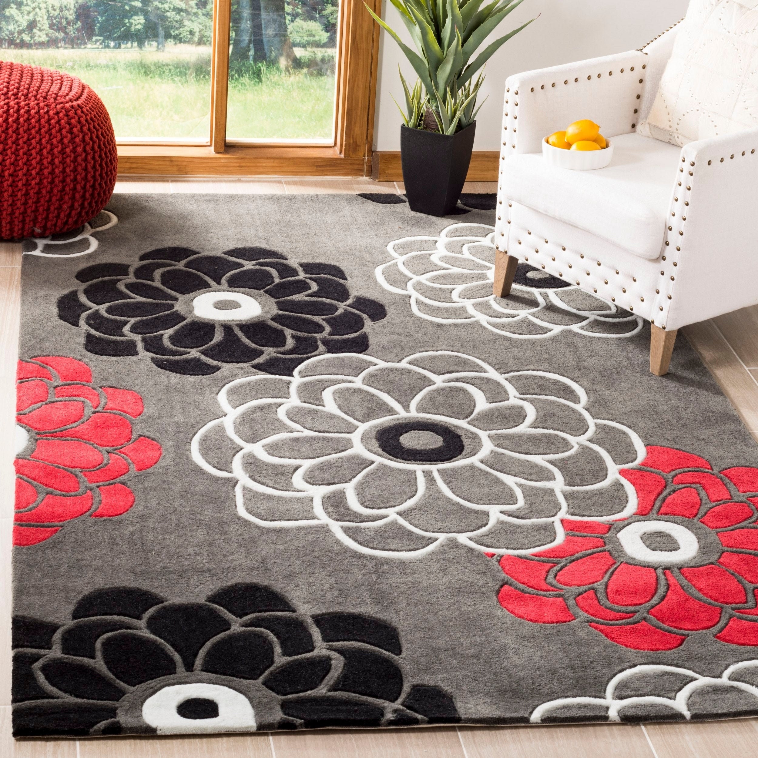 Floral Hand Tufted Designer Wool Rug Hand Tuft Rug Living Room Etsy