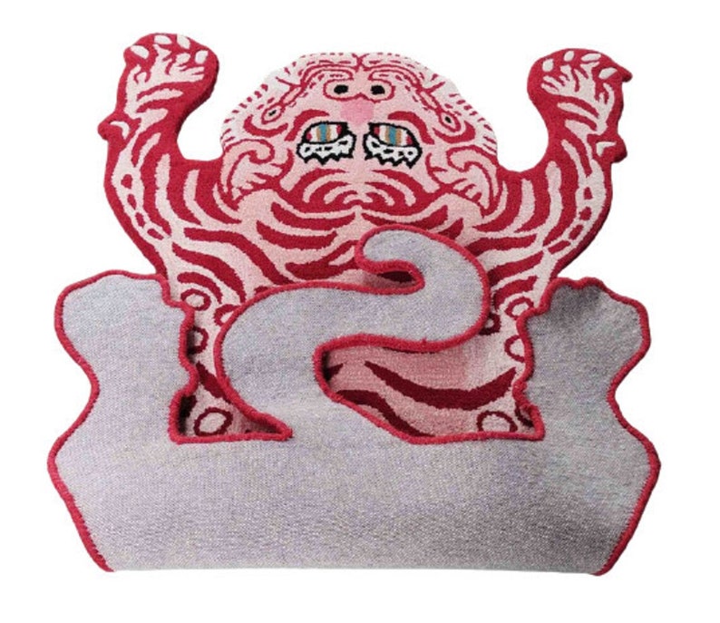 Pink Hand Tufted Tibetan Tiger Rug Skin Big Tiger Muted Animal Etsy