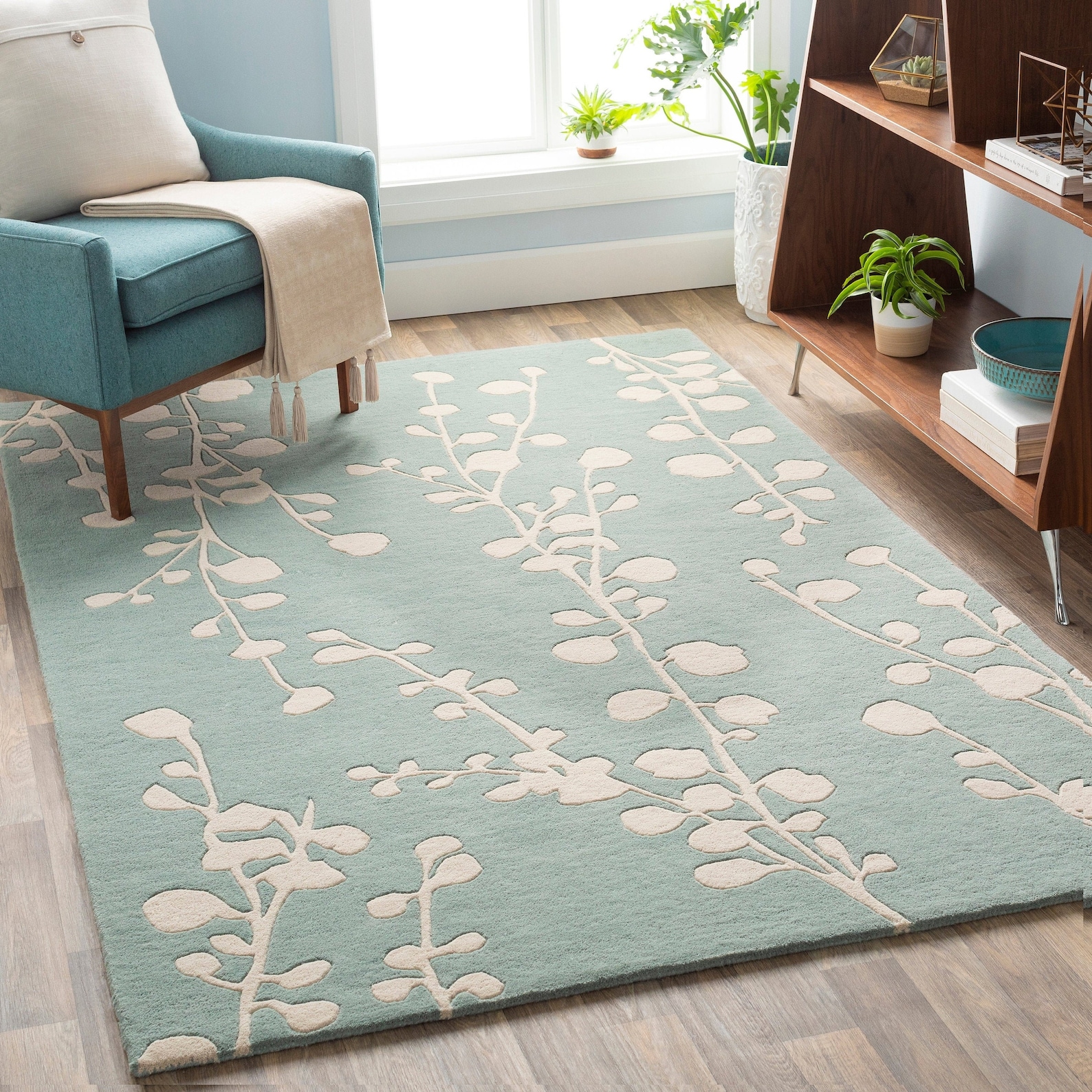 Hand Tufted Modern Floral Wool Area Rug Handmade Area Rug Hand Etsy