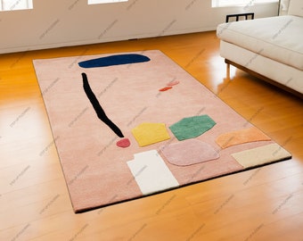 Hand Tufted Modern Design High Quality Area Rug NewZealand Wool Large Area Rug Carpet for Living Room Bedroom and Hall Size Color Multi.