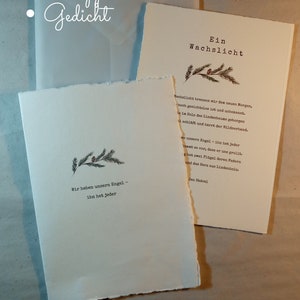 Weihnachtskarte Gedicht A5 auf Büttenpapier, 3-teilig, Weihnachtsgedicht/Engel, Klappkarte, handgeschöpftes Papier, Schreibmaschinen Print