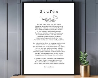 Hesse "Stufen" Poster, Quote and poem, digital download, Poesie für Neubeginn und Veränderung, Mindfulness Print zum Sofort Download