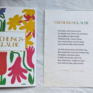 Frühlingsglaube von Ludwig Uhland – Edler Kunstdruck auf Büttenpapier, Frühlingsgruß, Gedicht auf Büttenpapier, Hoffnung und Veränderung