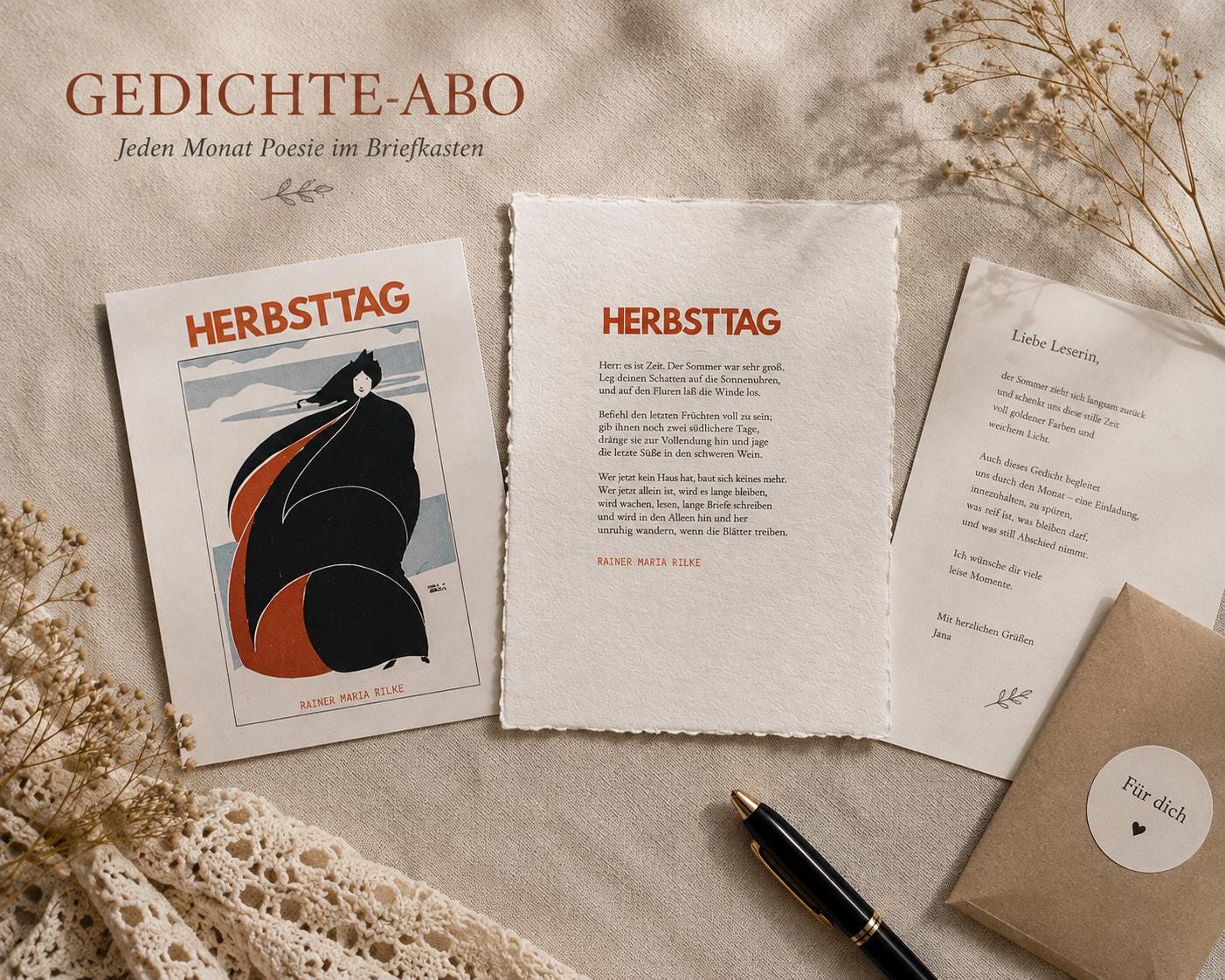 Poetry Subscription Box | Monthly Poem on Handmade Cotton Paper +