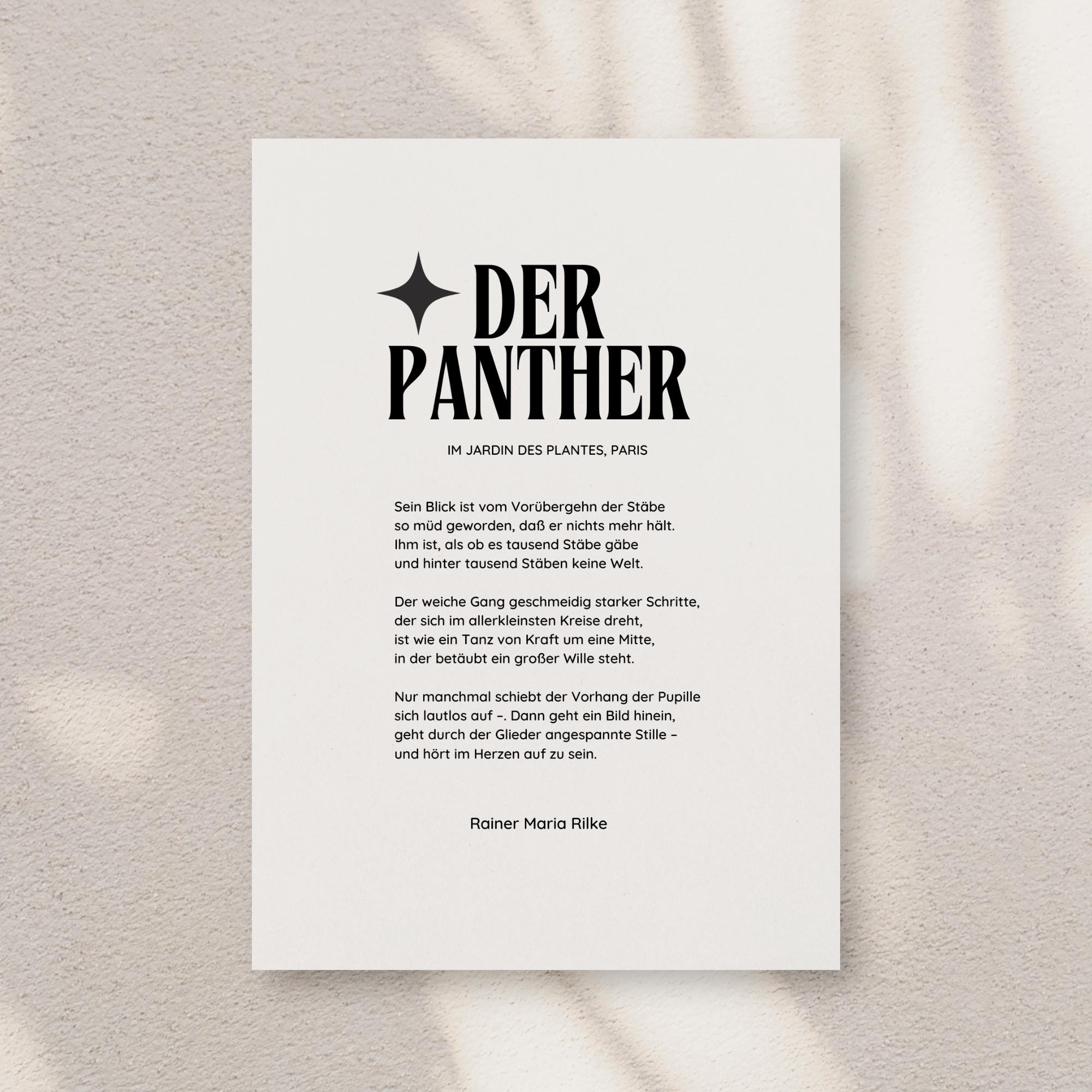 The Panther by Rilke, Poem as Digital Download, Wall Poetry for Instant  Download - Etsy