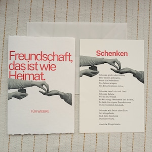 Schenken von Ringelnatz, Gedicht mit Karte auf Büttenpapier A5, für die beste Freundin/Freund, personalisierbar, literarisches Geschenk
