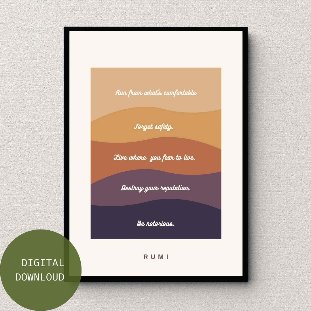 Be Notorious - Rumi, Inspiring Boho Wall Poster, Abstract Landscape ...