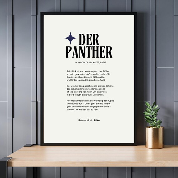 Der Panther von Rilke, Gedicht als digital download, Wandpoesie fr Sofort  Download - Etsy Schweiz