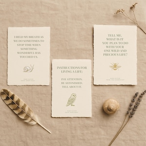Mary Oliver Printbaar Citatenpakket – Wild en Kostbaar Leven | Instructies voor een leven | Poëzie Digitaal Downloaden | afstudeercadeau