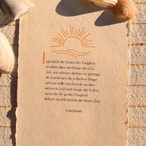 Sonne der Ewigkeit – poetische Gedichtkarte auf Büttenpapier | Für Trost, Licht & innere Stärke