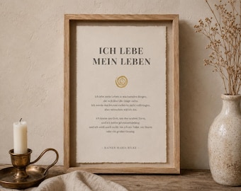 Rilke poem - I live my life in widening circles – Poem Poster Set, Fine Art Print on handmade laid paper, Wall decoration