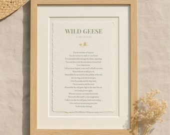 Mary Oliver poetry bundle – Wild Geese, The Summer Day, Trees – 3 poetry prints on handmade paper, Mindful Literature gift Set & Wall Art