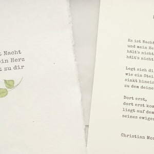 Liebesgedicht Morgenstern, Valentinstagskarte mit Rosen Motiv, A5 Print auf Büttenpapier, Liebesgedicht versenden