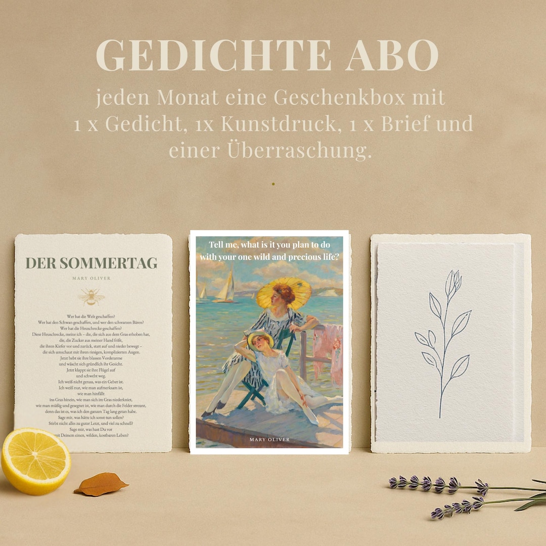 Poetry Subscription Box | Monthly Poem on Handmade Cotton Paper + Fine Art  Print + Literary Gift, Literary Christmas Gift for Poetry Lovers - Etsy, image size:1080x1080