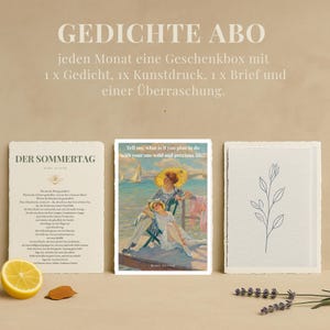 Gedichte Abo – Monatliche Geschenkbox mit 1 Gedicht auf Büttenpapier, 1 Kunstdruck & Überraschung | Lyrik Geschenkidee | Achtsamkeit Box