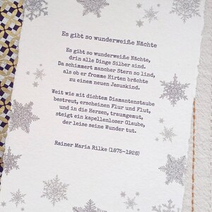 Es gibt so wunderweiße Nächte von Rilke | Weihnachtskarte aus Nepalpapier und Gedichte Print auf Büttenpapier, zum Lesen und Einrahmen