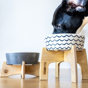 Eco Friendly Bamboo Dog Bowl & Stand, Large Bowl Stand, Dog Feeding Station, Personalised Bamboo Dog Bowl on Birch Ply Stand