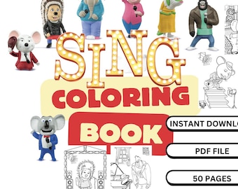Cartoon Sing Malbuch, 50 Charakterseiten (PDF-Muster)