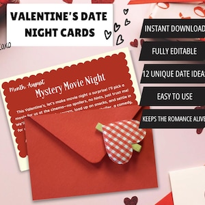 Tarjetas de San Valentín para parejas 12 notas románticas de regalo de San Valentín para pareja Idea de regalo de San Valentín Regalo imprimible para el trabajo Día de San Valentín