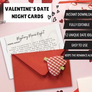 Cartes-cadeaux pour la Saint-Valentin pour un rendez-vous romantique, 12 cartes pour un rendez-vous romantique pour toute l'année, des idées de cadeaux originales pour un rendez-vous galant