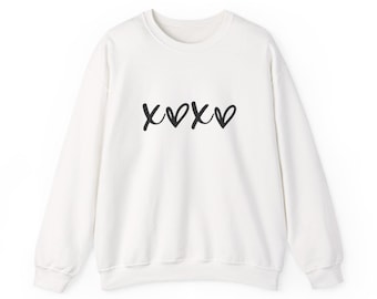 XOXO Hearts Crewneck Sweatshirt: Unisex Cotton-Blend Sweater