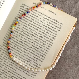 Millefiori beads beaded necklace | Pearls beads and glass millefiori beaded necklace, Harry Styles necklace, Freshwater pearls necklace