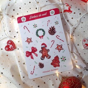 Planche de stickers de Noël aquarelle- scrapbooking- journaling-bullet journal-décorations festive-couronne de noël-biscuits de noël