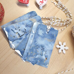 Etiquettes cadeaux Noël aquarelle