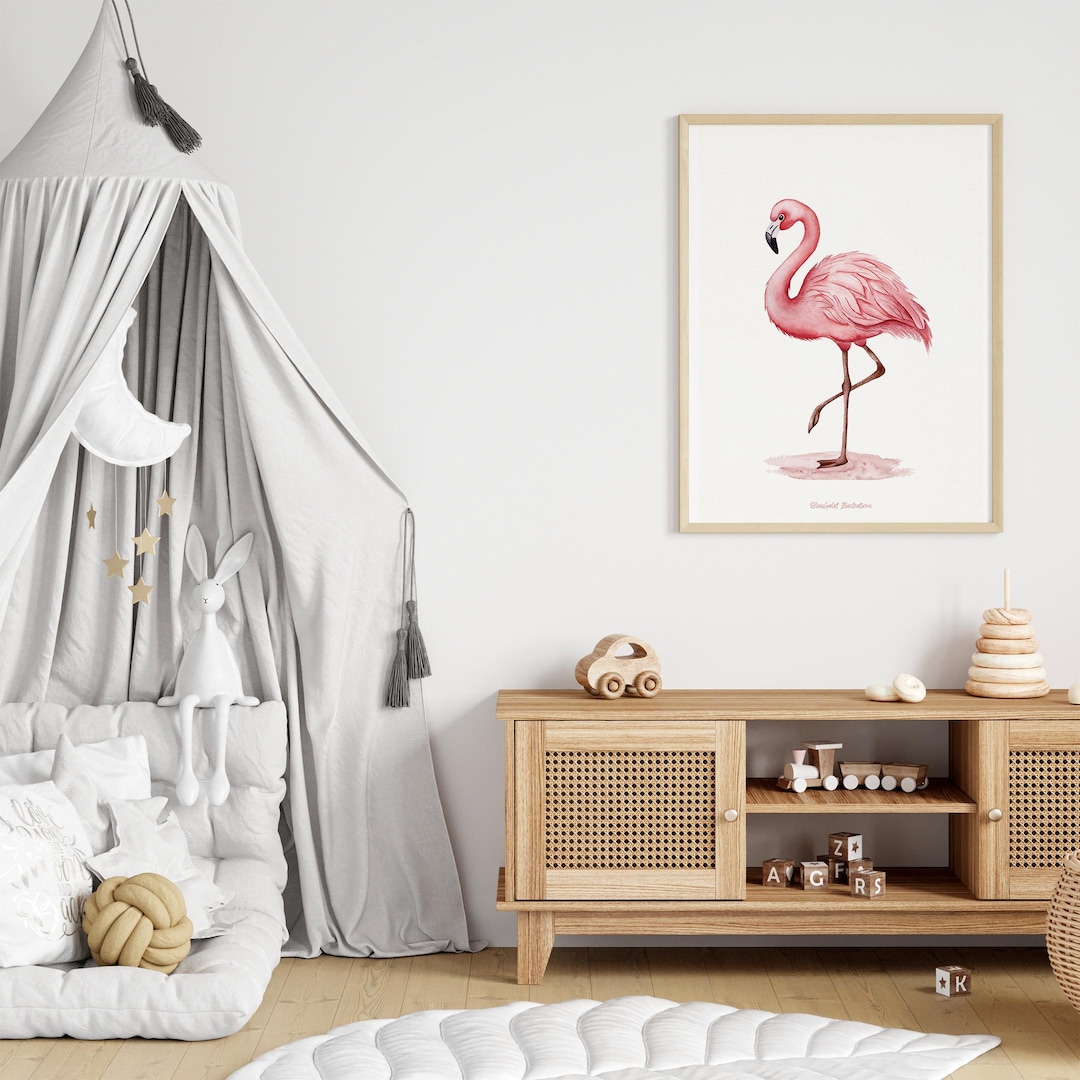 Tableau Flamant Rose déco Enfant main image 1