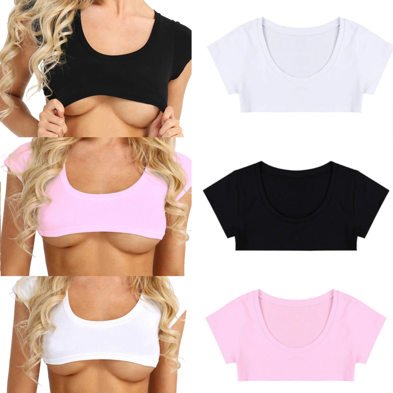 Summer Sexy Underboob T Shirts Women Short Sleeve Crop Tops Etsy