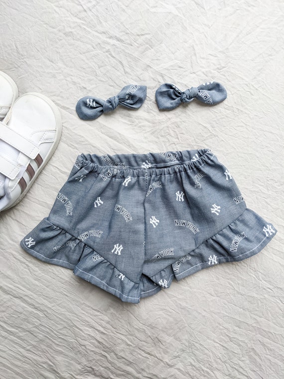 Yankees Girls Flutter Shorts Game Day Outfit Little Girl Baseball Baby Girl Sports Yankees Outfits for Baby Yankees Toddler Girl Etsy