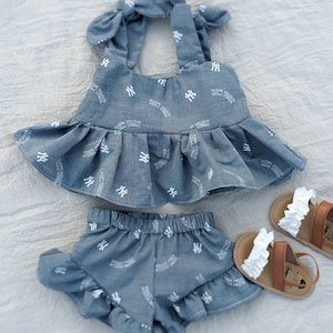 Baseball Girls Top | Game Day Outfit | Little Girl Baseball | Baby Girl Sports | Yankees Outfits for Baby | Yankees Toddler Girl