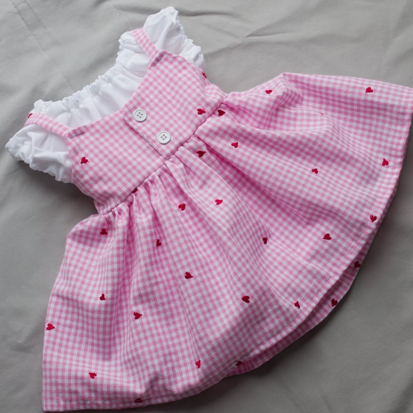 Pink Gingham and Red Heart Girls Easter Dress with White Top | 2024 Easter Barbie Inspired | Baby Toddler Girl Resurrection Day Outfit