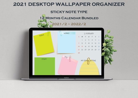 2021/2022 Desktop Wallpaper Calendar, Monthly Calendar, Desktop Background,  Sticky Note Type, 12 Months Bundle, Computer Background - Etsy