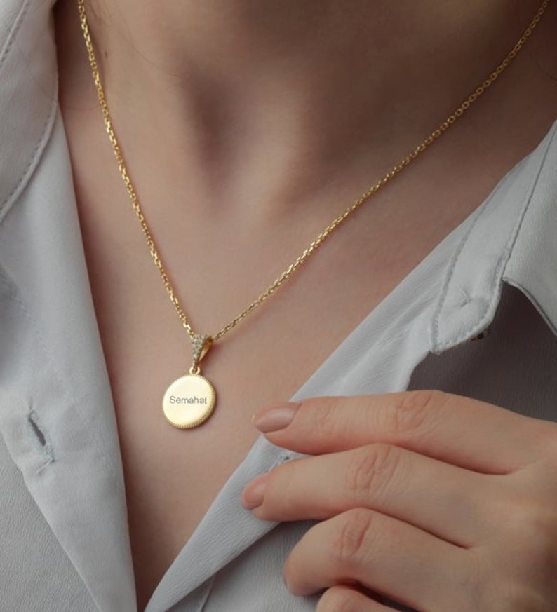 Mother Gift Gift for Her Personalized Name Circle Necklace Gemstone Round Necklace Custom Name Circle Best Gift For Mom,