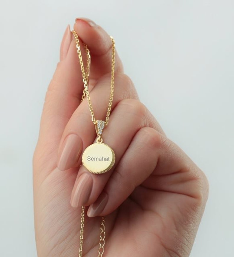 Mother Gift Gift for Her Personalized Name Circle Necklace Gemstone Round Necklace Custom Name Circle Best Gift For Mom,