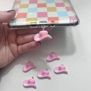 Pink Cowboy Hat Kindle Charm, Phone Charm, USB Charm, Kindle Accessories, iPad/Tablet Accessories, Phone Accessories, Dust Plug