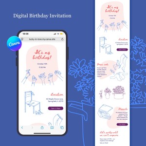 Modello di invito di compleanno modificabile / Modello Canva / Download immediato / Invito digitale