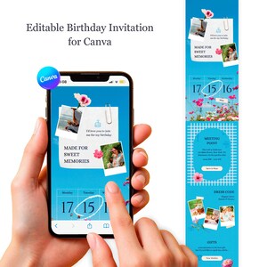 Modello di invito di compleanno modificabile / Invito digitale / Modello Canva / Download immediato