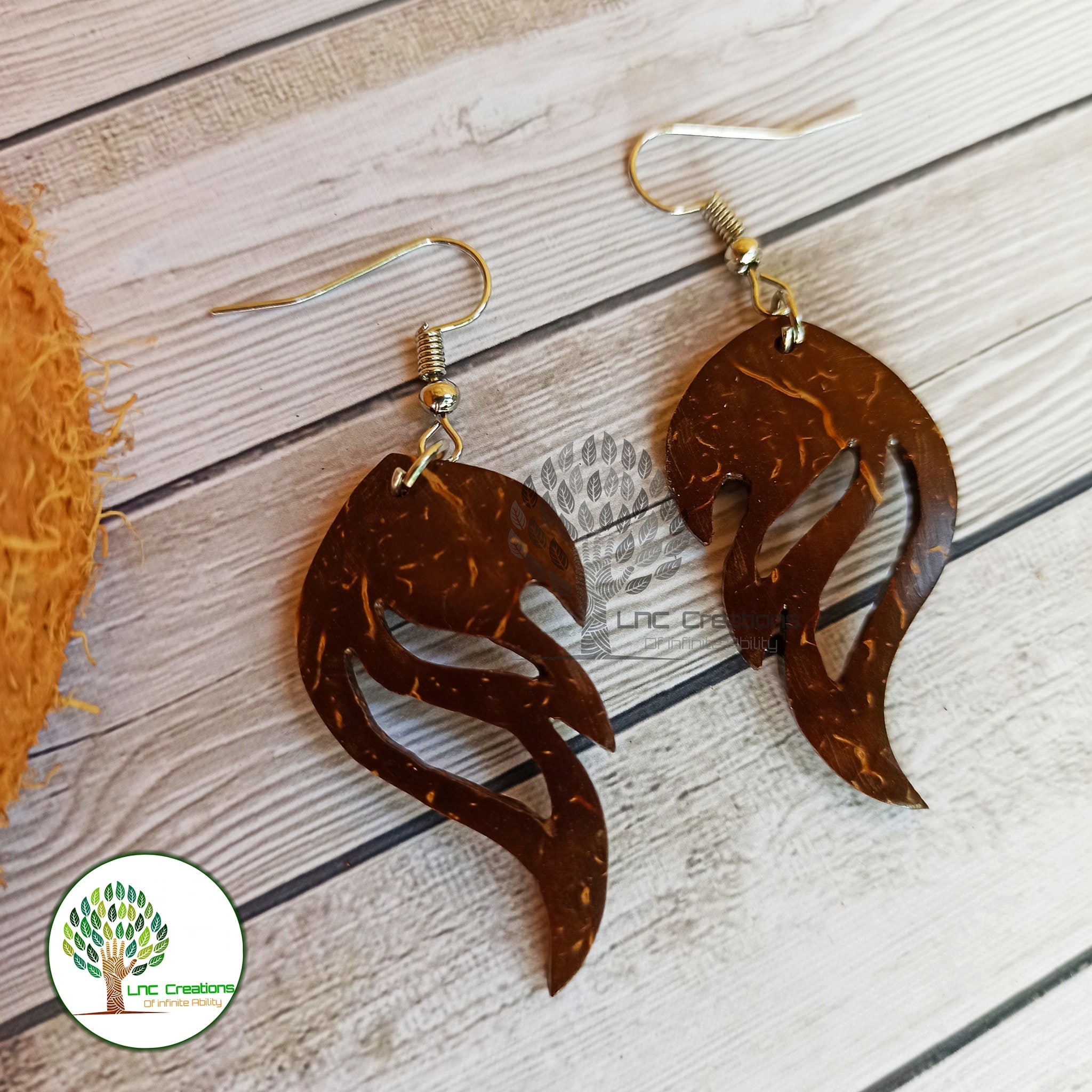 Coconut Shell Earrings Natural Coconut Shell Earring Best Etsy