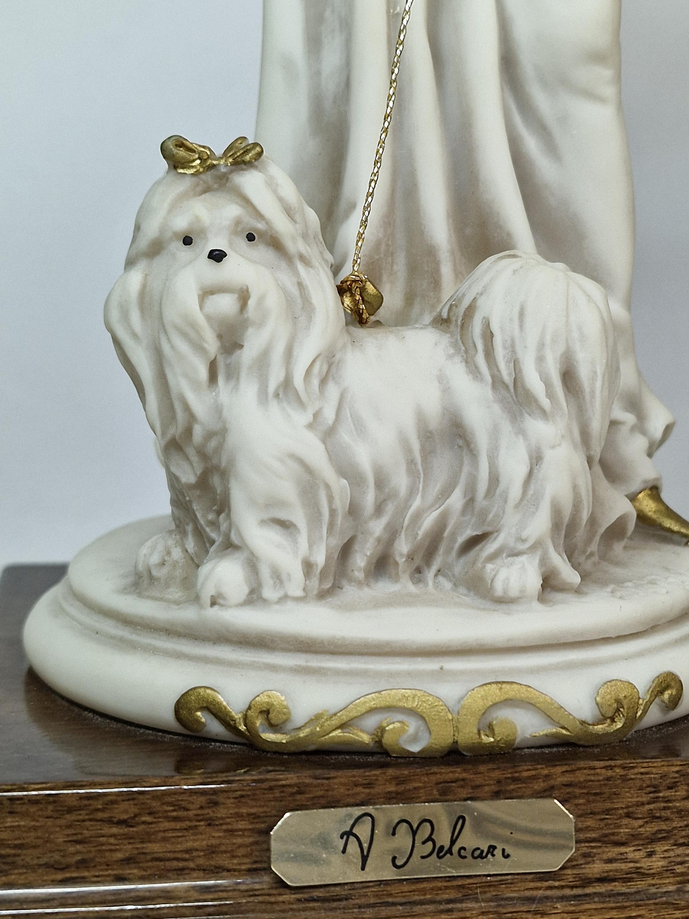Vintage Italian Porcelain Figurine of a Lady With a Dog on a Lead 
