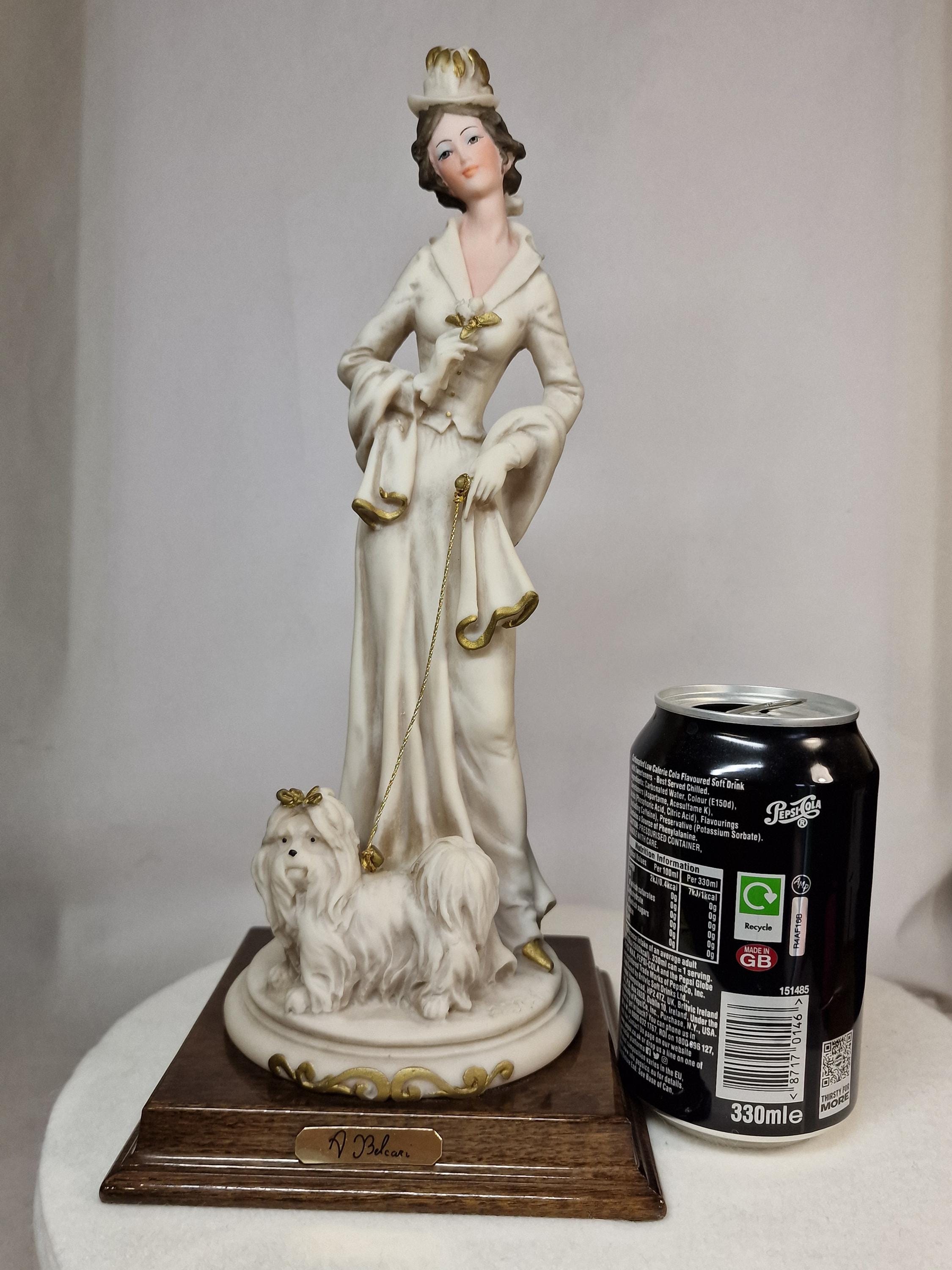 Vintage Italian Porcelain Figurine of a Lady With a Dog on a Lead 