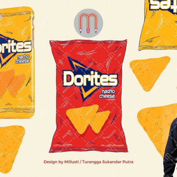 Custom Tortilla Chips Doritos SVG | Editable Bags of Tortilla Chips | Nacho Cheese | Personalized Mexican Food Vector | American Snacks