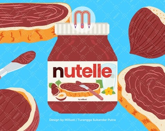 Nutella SVG Clipart | Hazelnut Cocoa Spread  Nutella Jar Label EPS Vector Cutting File | Custom Nutella Jar | Editable Chocolate Jam Vector