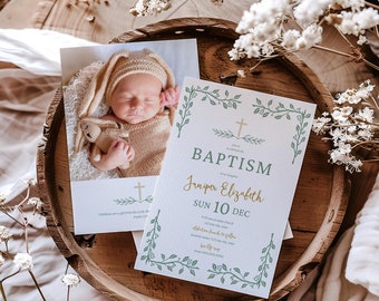 Winter Baptism Invitation (Editable Template, Digital Download)