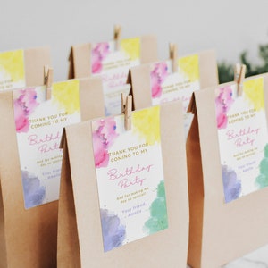 Paint Night Geschenkanhänger | Craft Party Dankeschön-Tag | Druckbare Favor Tag Vorlage | Aquarell Gastgeschenke | Mädchen-Geburtstags-Party | A10